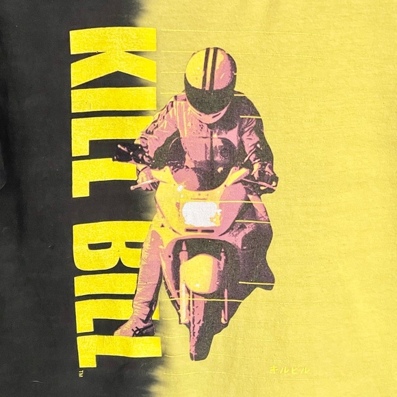 Kill Bill Volume 1 Motorcycle Graphic Split Tie Dye Yellow Black T Shirt Adult M - Picture 4 of 10